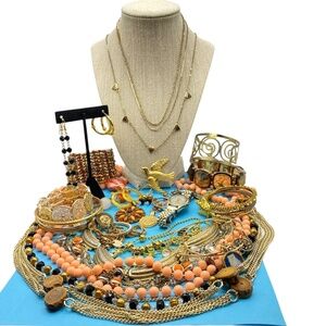 Jewelry Bundle GoldTone Necklace Bracelets Earrings Watch Wearable